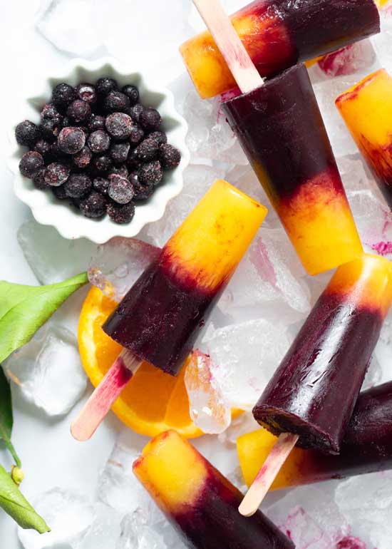 Orange & Wild Blueberry Popsicles